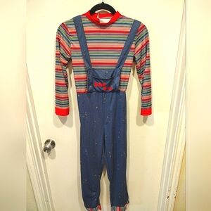 Seed Of Chucky Iconic Good Guy Overalls Halloween Costume Kid's M (8-10) Cosplay